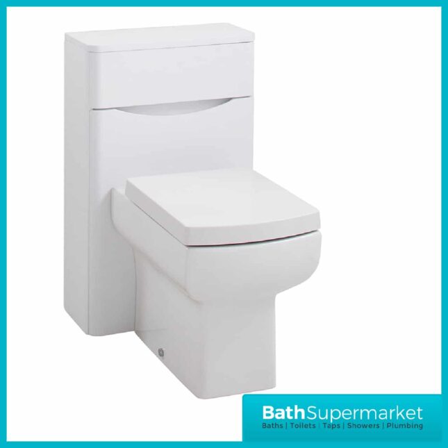 Cassellie Bali White Gloss Back To Wall WC Unit 500mm Width - Image 2