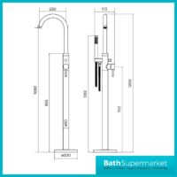 Freestanding Harrow Brushed Brass Bath Shower Mixer Tap