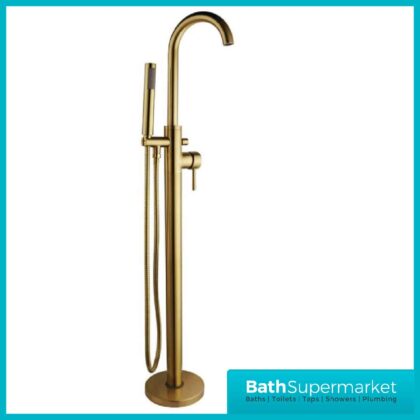 Freestanding Harrow Brushed Brass Bath Shower Mixer Tap