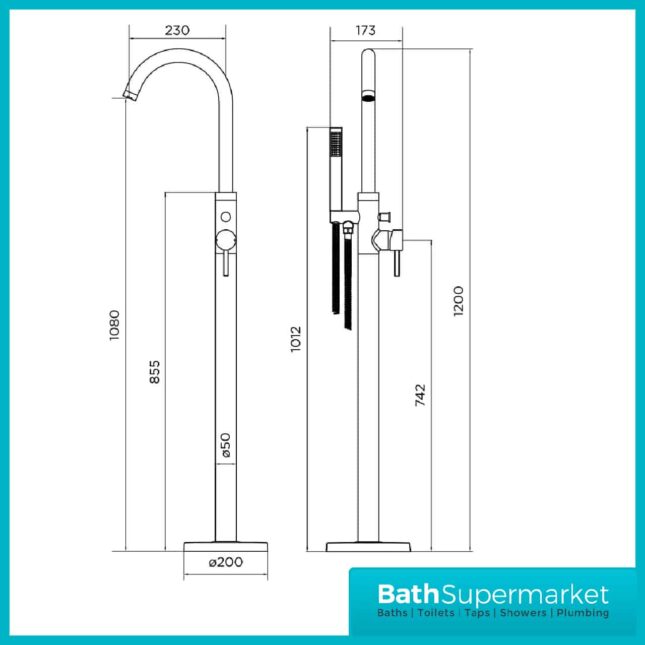 Alvoro Albury Freestanding Chrome Bath Shower Mixer Tap - Image 3