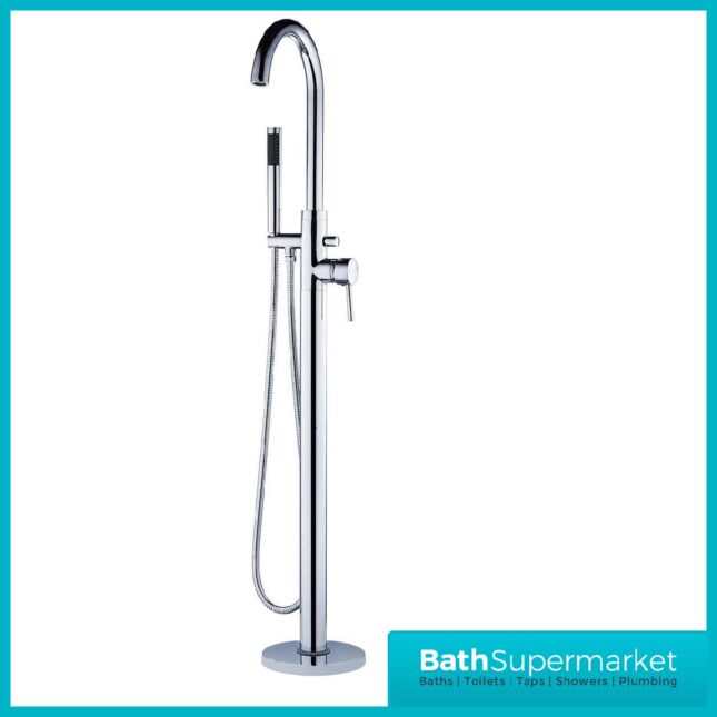 Alvoro Albury Freestanding Chrome Bath Shower Mixer Tap - Image 4