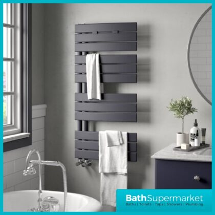 Hudson Reed Elgin Curved Panel Vertical Towel Rail 550mm x 1080 mm - Anthracite