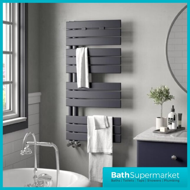 Hudson Reed Elgin Curved Panel Vertical Towel Rail 550mm x 1080 mm - Anthracite
