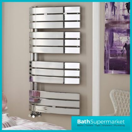 Hudson Reed Elgin Curved Panel Vertical Towel Rail 550mm x 1080 mm - Chrome