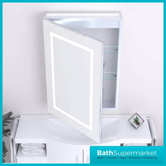 Kartell K-Vit Frame LED Illuminated Bathroom Mirror Cabinet 500 Width x 700mm Height - Image 6