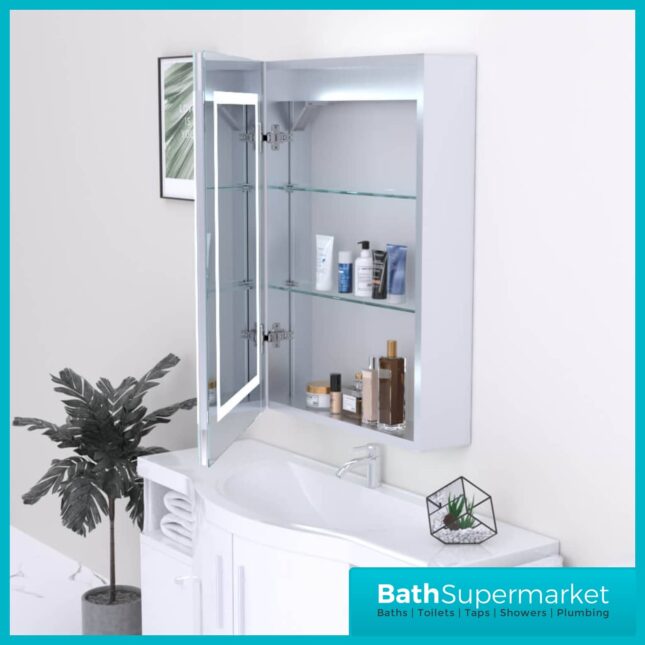 Kartell K-Vit Frame LED Illuminated Bathroom Mirror Cabinet 500 Width x 700mm Height - Image 5