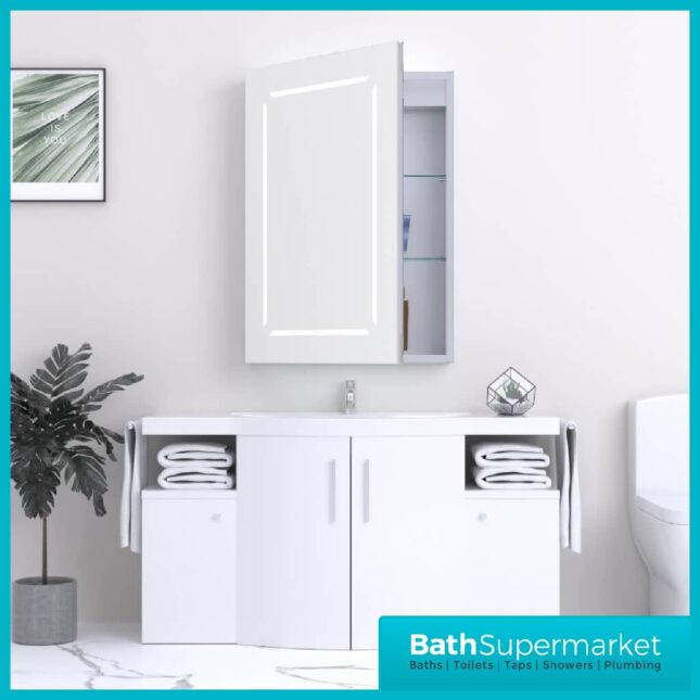 Kartell K-Vit Link LED Bathroom Mirror Cabinet 500mm Width x 700mm Height
