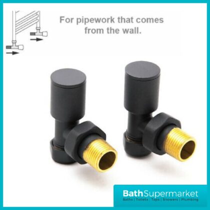 Kartell Modern Manual Angled Anthracite 15mm Radiator Valves (Pair)