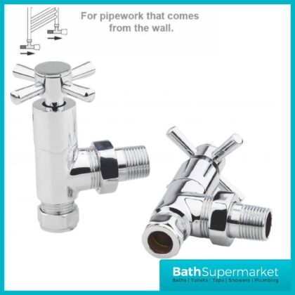 Kartell Times Angled Chrome Cross Head Radiator Valves (Pair)