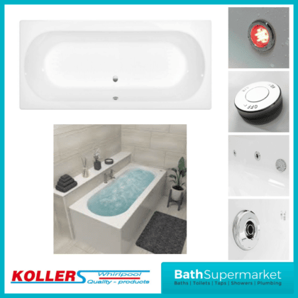 Koller Melbourne Round Double Ended Whirlpool Jet Spa Bath 1800mm x 800mm With Light Option