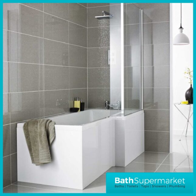 L Shaped MDF Front Bath Panel 540mm x 1700mm - Gloss White