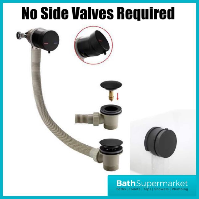 Scudo Matt Black Bath Filler and Overflow with Click Clack Waste