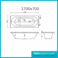 Titan Melbourne Round 1700mm x 700mm Double Ended Bath-NTH - Image 2
