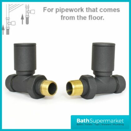 Modern Manual Straight Anthracite Radiator Valves (Pair)