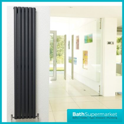 Revive Double Panel Designer Vertical Radiator 354mm x 1500mm - Anthracite