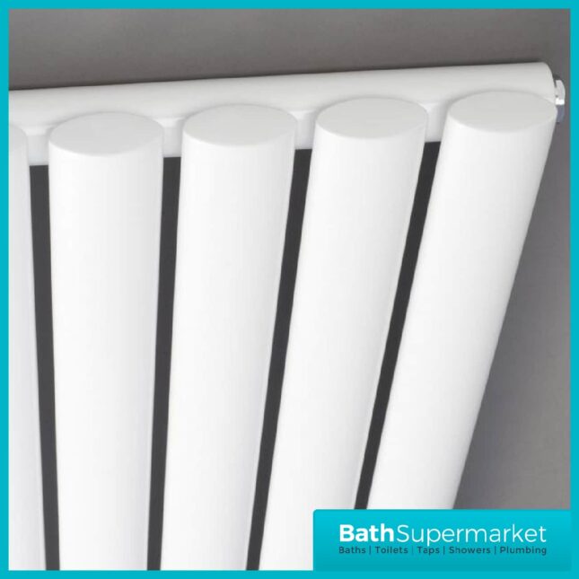 Hudson Reed Revive 1800 x 499mm Single Panel Designer Radiator with Mirror - Gloss White - Image 2