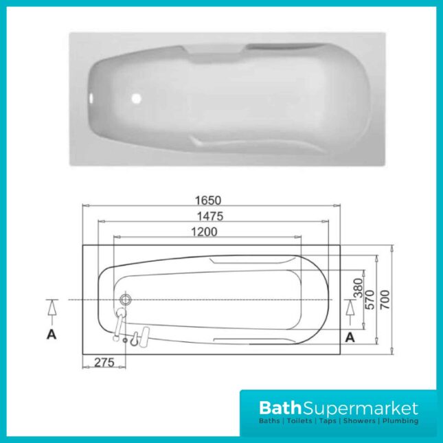 Rodas 1650mm x 700mm Round Single Ended Bath - NTH