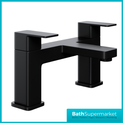 Elsi Lanza Matt Black Twin Lever Deck Mounted Bath Filler Tap
