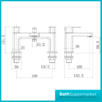 Elsi Lanza Bath Shower Mixer Tap With Shower Handset Holder Kit - Matt Black-9138BL