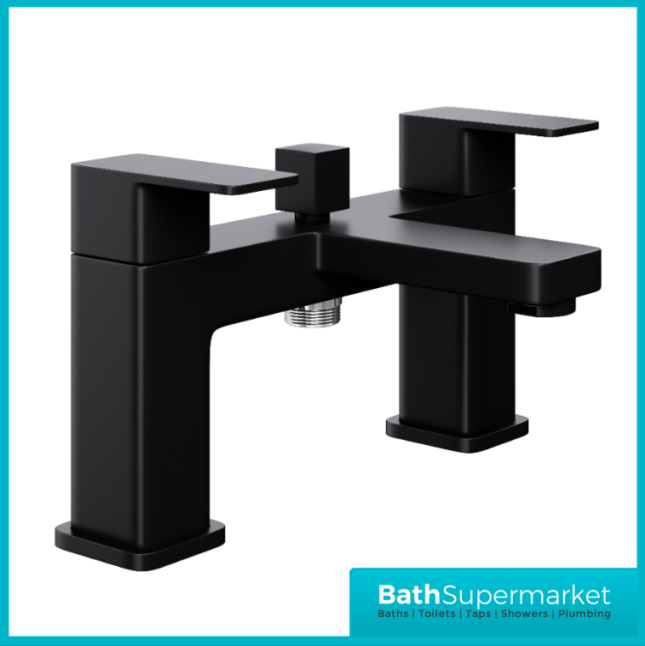 Elsi Lanza Matt Black Bath Shower Mixer Tap With Shower Handset Holder Kit - 9138BL