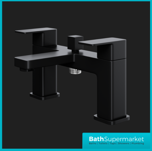 Elsi Lanza Bath Shower Mixer Tap With Shower Handset Holder Kit - Matt Black-9138BL