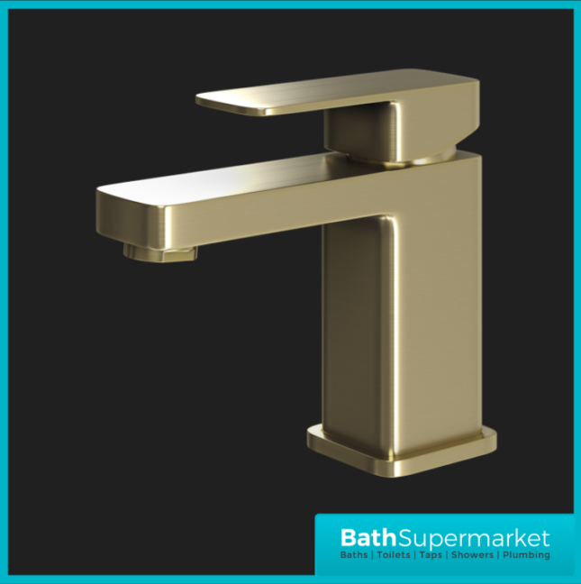 Elsi Lanza Mono Basin Mixer Tap Brushed Brass with Click Clack Waste