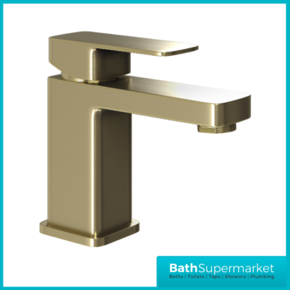 Elsi Lanza Mono Basin Mixer Tap Brushed Brass with Click Clack Waste