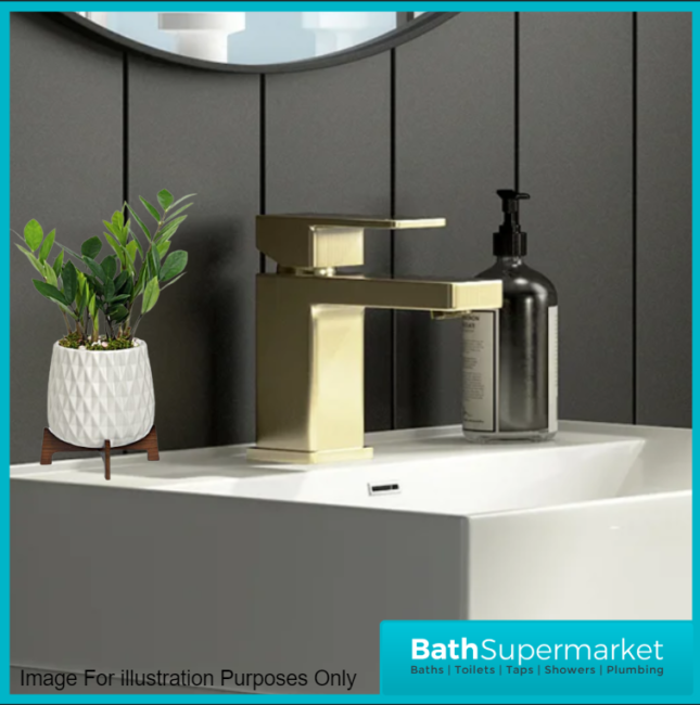 Elsi Lanza Mono Basin Mixer Tap Brushed Brass with Click Clack Waste