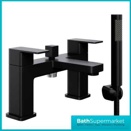 Elsi Lanza Matt Black Bath Shower Mixer Tap With Shower Handset Holder Kit - 9138BL