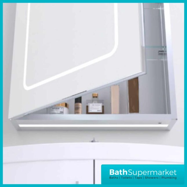 Kartell K-Vit Fine LED Illuminated Bathroom Mirror Cabinet 500mm Width x 700mm Height - Image 6