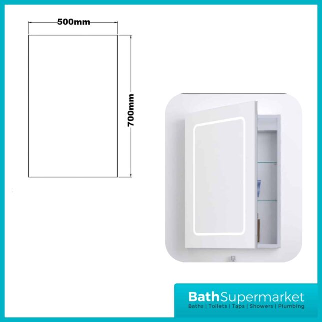 Kartell K-Vit Fine LED Mirror Cabinet 500mm Width x 700mm Height