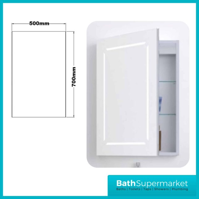 Kartell K-Vit Link LED Illuminated Bathroom Mirror Cabinet 500mm Width x 700mm Height - Image 6
