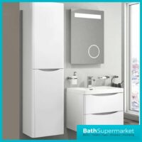 Cassellie Bali White Wall Mounted Tall Storage Unit 1500mm High - Image 6