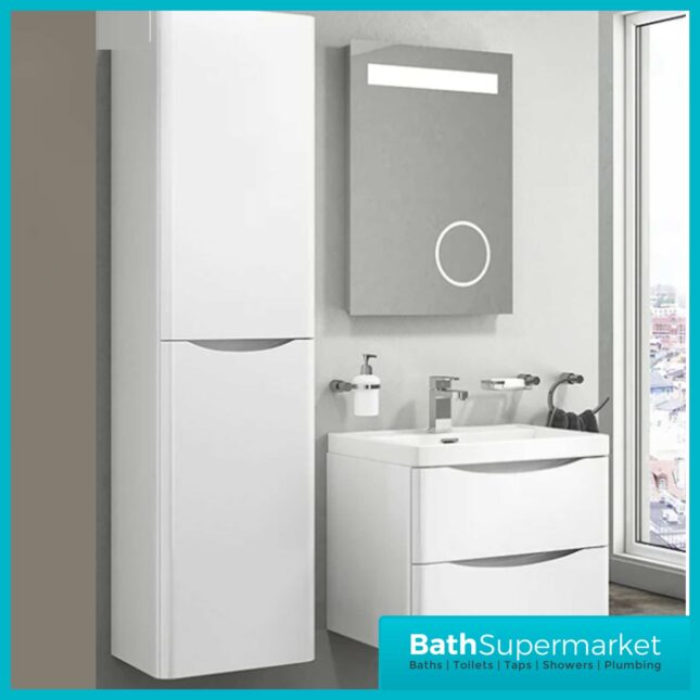 Cassellie Bali White Wall Mounted Tall Storage Unit 1500mm High - Image 6