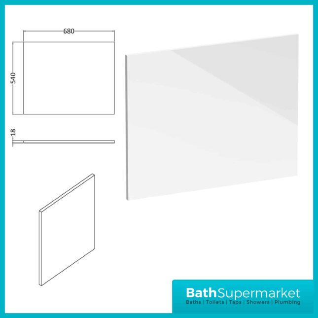White Gloss MDF 700mm End Bath Panel - NMP131