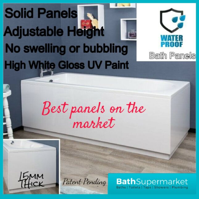 1900mm White Composite Waterproof Bath Panel - Adjustable Plinth
