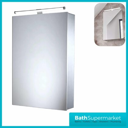 Tavistock Elements Aluminium Illuminated Mirror Single Door Cabinet 440mm x 690mm