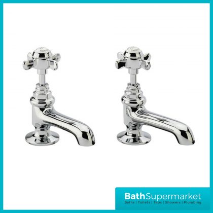 Tavistock Varsity Chrome Pair Of Basin Pillar Taps-TVA70