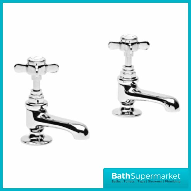 Tavistock Varsity Chrome Pair Of Basin Pillar Taps-TVA70