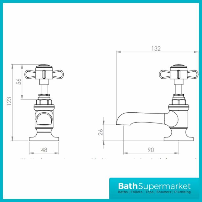 Tavistock Varsity Chrome Pair Of Basin Pillar Taps-TVA70