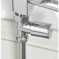 Chrome 15mm Round Straight Radiator Valves Pair - Image 2