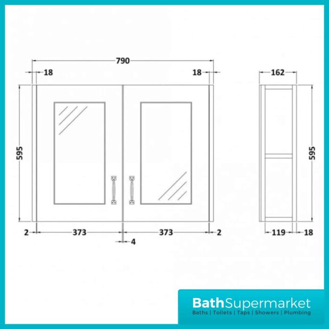 Tavistock Elements Stride Single Door Illuminated Mirror Cabinet 490mm x 650mm