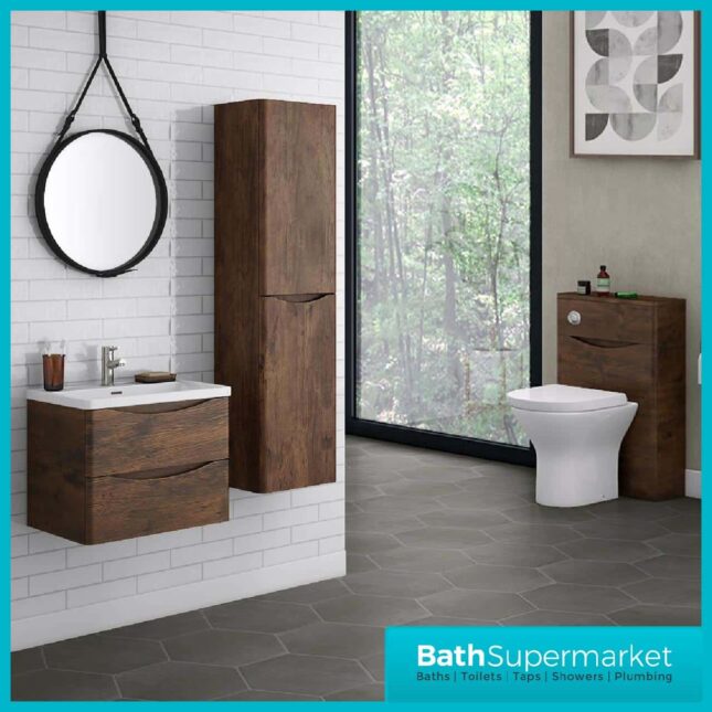 Cassellie Bali Chestnut Wall Mounted Vanity Drawer Basin Unit 600mm - Image 5