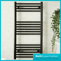 Matt Black Straight Heated Towel Rail 400mm By Various Heights