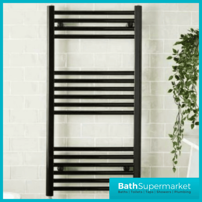 Matt Black Straight Heated Towel Rail 400mm By Various Heights