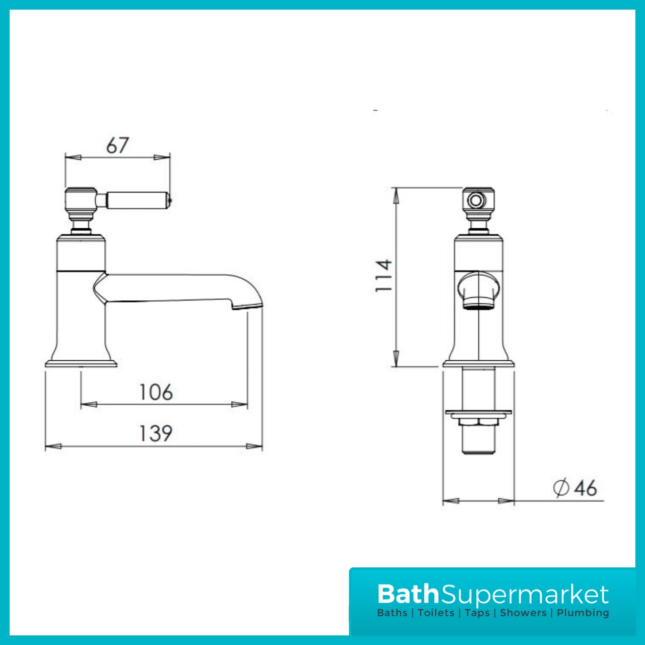 Tavistock Marston Chrome Pair Of Pillar Basin Taps-TMS70