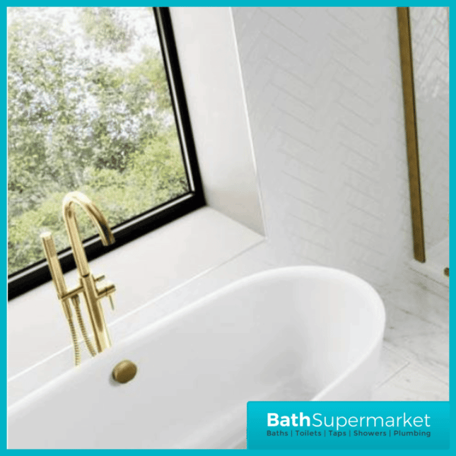 Freestanding Harrow Brushed Brass Bath Shower Mixer Tap