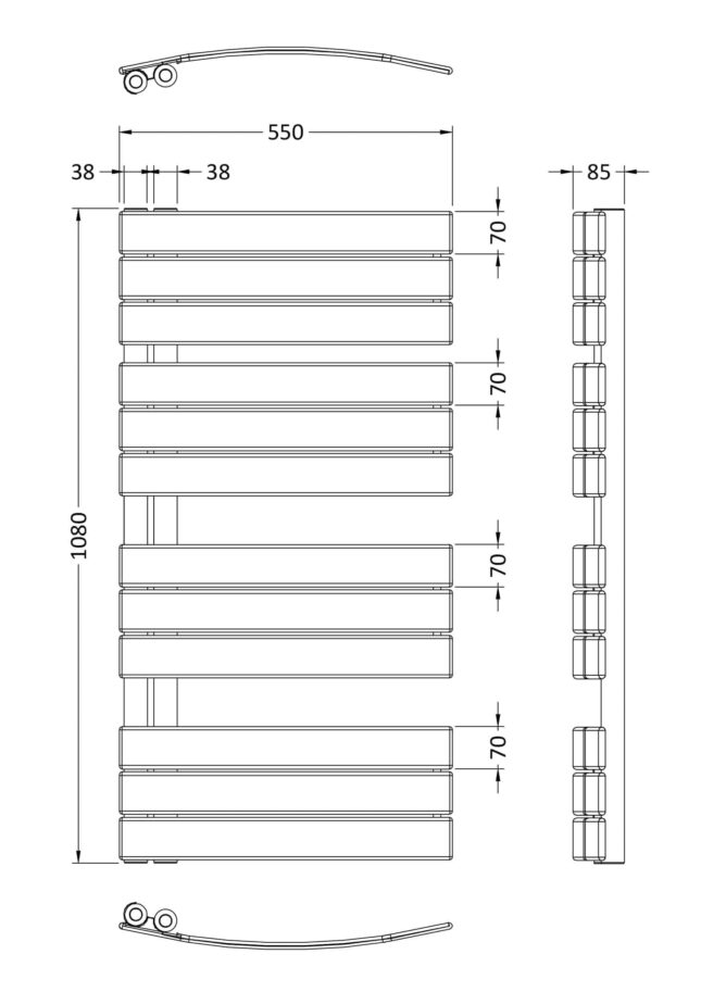 Elgin Anthracite Curved Panel Vertical Towel Rail 550mm x 1080mm - Image 3