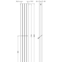 Hudson Reed Revive Space-Saving Double Designer Vertical Radiator 1800mm H x 237mm W - White - Image 4