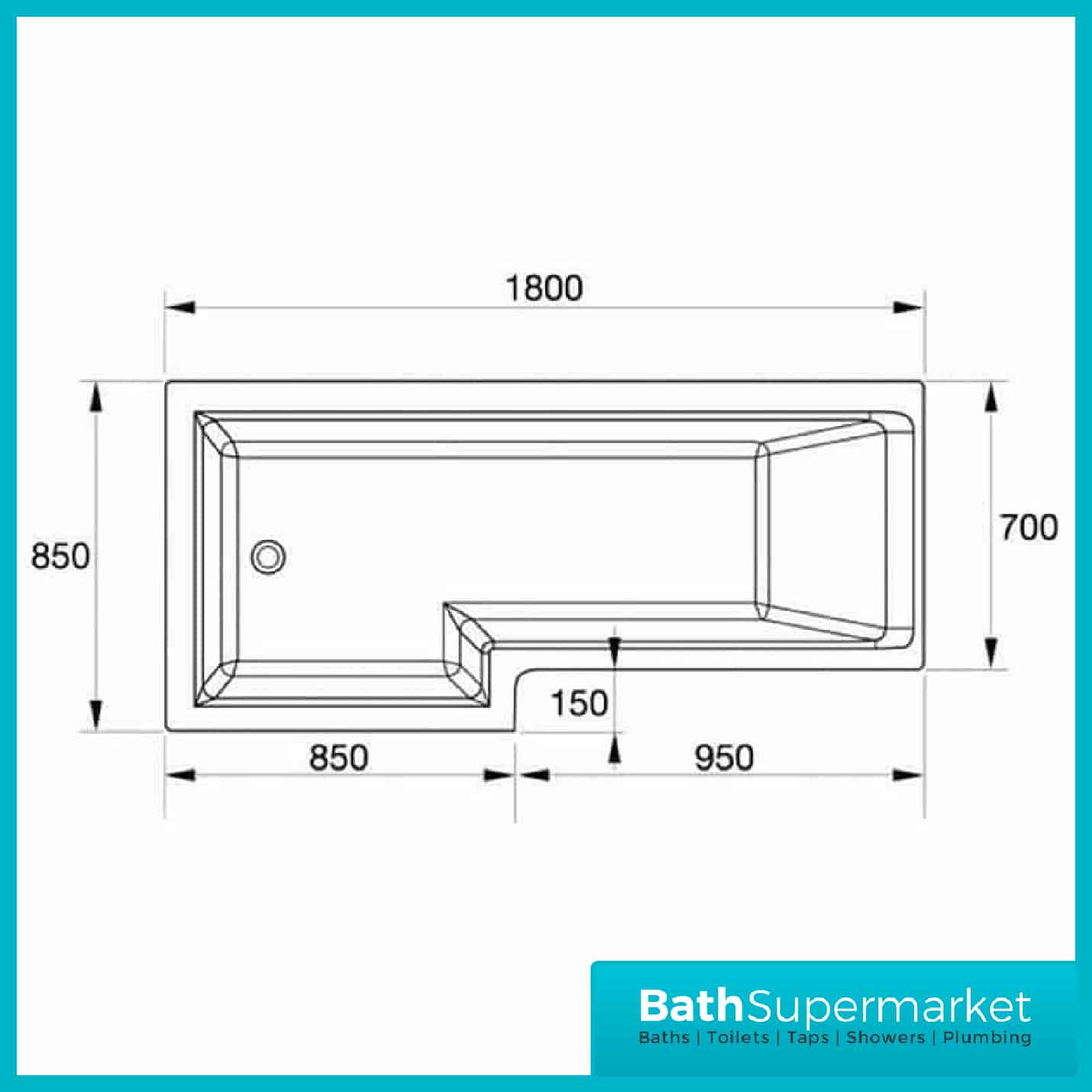 1800MM L Shaped Bath Tub Front Panel Black Grid Bathscreen Left-Right Hand - Image 10